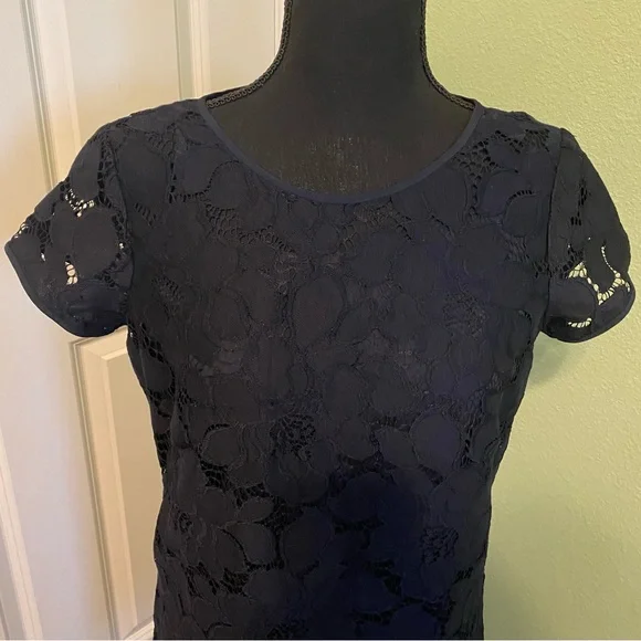 LOFT Navy Lace Mini Dress - Picture 2 of 9